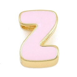 Letter Z Laiton perles d'émail, sans cadmium et sans plomb, crémaillère plaquage, plaqué longue durée, réel 18 k plaqué or, lettre z, 14.5x10x5.5mm, Trou: 3x11mm