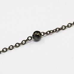 Черный Цвет Металла Латунные плоские овальные кабельные цепи, спутниковые сети, с круглых бусин, несварные, с катушкой, без кадмия и без свинца, металлический черный , 2.2x1.7x0.23 мм, бусина : 3.5 mm, около 301.83 футов (92 м) / рулон