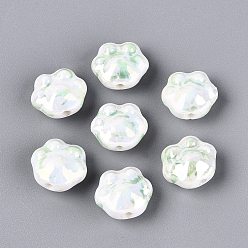 Medium Aquamarine Handmade Porcelain Beads, Bright Glazed Porcelain, Claw, Medium Aquamarine, 12.5~13.5x14~15x8~9mm, Hole: 1.6~2mm