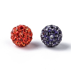 Mixed Color Pave Disco Ball Beads, Polymer Clay Rhinestone Beads, Grade A, Mixed Color, PP13(1.9~2mm), 10mm, Hole: 1mm