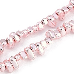 Pink Нити синтетических немагнитных гематитовых бусин с гальваническим покрытием, покрытых краской для выпечки, самородки, розовые, 4~5x6.5~7x3~4.5 мм, отверстие : 1 мм, около 120 шт / нитка, 15.98'' (40.6 см)