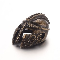 Античная Бронза Сплавочные овальные бусины тибетского стиля , очарование шлема гладиатора, античная бронза, 15x10x9 мм, отверстие : 2 мм