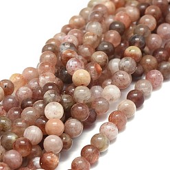 Солнечный Камень Натуральный Sunstone бисер пряди, круглые, 6 мм, отверстие : 0.8 мм, около 64 шт / нитка, 15.75 дюйм (40 см)