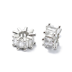 Платина Покрытие стойки латунь микропаве прозрачные кубические циркониевые бусины, долговечный, без свинца и без кадмия, колонка, платина, 8.5x4.5 мм, отверстие : 3.3 мм