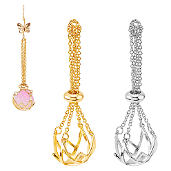 Платиновый & Золотой 2 шт 2 цвета латунь полые круглые клетки подвесные украшения, для изготовления ожерелья и кулона, платиной и золотом, 42 мм, 1 шт / цвет