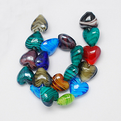 (52) Непрозрачная лаванда Бусины лэмпворк , жемчужные, сердце, разноцветные, 20~21x20~21x11~12 мм, отверстие : 2.5 мм, 20 шт / нитка, 14.57 дюйм (37 см)