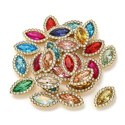 Золотой Акриловые кабошоны со стразами, с абс пластмассовым, лошадиный глаз , золотые, 20x11.5x5 мм