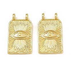 Evil Eye Латунные подвески, прямоугольник амулеты, долговечный, стойки покрытие, без свинца и без кадмия, золотые, злые глаза, 22.5x13x4 мм, отверстие : 1.8 мм