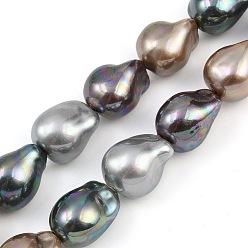 (52) Непрозрачная лаванда Гальванические стеклянные бусины, имитации жемчуга, самородки, разноцветные, 15~16x12.5~13 мм, отверстие : 1.2 мм, около 24 шт / нитка, 15.55~15.94'' (39.5~40.5 см)