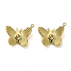 Real 14K Gold Plated 304 Stainless Steel Pendants Rhinestone Setting, High Polished Butterfly, Real 14K Gold Plated, 14.5x18x3mm, Hole: 1.5mm