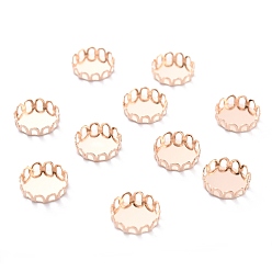 Розовое Золото 304 Настройки нержавеющей стали кабошон, кружева края ободок чашки, плоско-круглые, розовое золото , 11x3 мм лоток: 10 мм