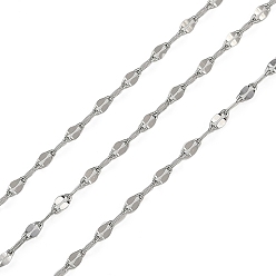 Нержавеющая Сталь Цвет 304 цепи натяжные нержавеющие, пайки, с катушкой, цвет нержавеющей стали, 3x1.5x0.2 мм, около 82.02 футов (25 м) / рулон