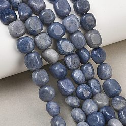 Aventurine Bleue Naturelles bleu perles aventurine brins, nuggets, teints et chauffée, 9~11x8~10x6~10mm, Trou: 0.8mm, Environ 18~19 pcs/chapelet, 6.89~7.28'' (17.5~18.5 cm)