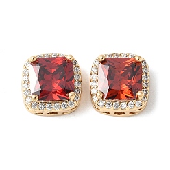 (123L) Белый крем непрозрачный блеск Латунные микро проложить кубического циркония бусы, без кадмия, без никеля и без свинца, квадратный, реальный 18 k позолоченный, огнеупорный кирпич, 11x11x7 мм, отверстие : 2 мм