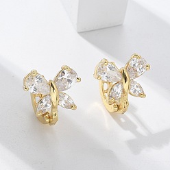 Настоящее золото 18K Латунные серьги обруча, с эмалью, без свинца и без кадмия, долговечный, стойки покрытие, бабочка, реальный 18 k позолоченный, 12x13 мм