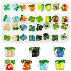 (52) Непрозрачная лаванда 32 шт. 8 цветные светящиеся бусины ручной работы в виде фруктов, хурма, светится в темноте, разноцветные, 12x11x11 мм, отверстие : 1.4~1.8 мм