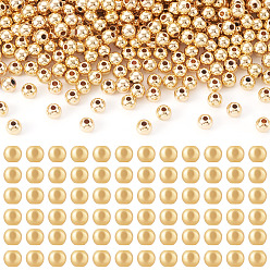 Настоящее золото 14K Стойки обшивки латунные бусины, долговечный, круглые, реальный 14 k позолоченный, 5x4 мм, отверстие : 1.5 мм, 300 шт