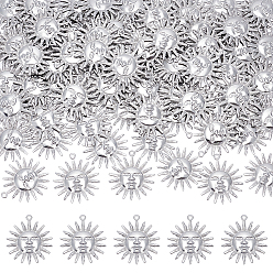 Edelstahl Farbe 100 Stk. 304 Edelstahlanhänger, Sonne Charme, Anlaufschutz, Edelstahl Farbe, 25x22x1.5 mm, Bohrung: 1.5 mm