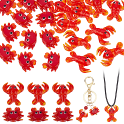 Красный 16 шт 2 стили ручной работы бусины лэмпворк, краб и креветки, красные, 17~33x20.5~24.5x7~8.5 мм, отверстие : 2 мм, 8 шт / стиль