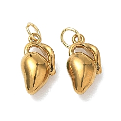 Real 18K Gold Plated 304 Stainless Steel Enamel Pendants, Mango Charms, Ion Plating(IP), Real 18K Gold Plated, 15x8x6mm, Hole: 4mm