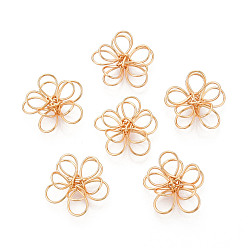 Настоящее золото 18K Бисера железной проволоки, цветок, реальный 18 k позолоченный, 14.5x15.5x5~7 мм