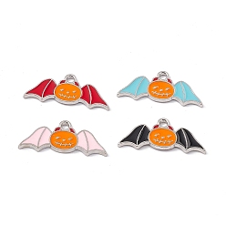 (52) Непрозрачная лаванда Подвески из эмали и сплава, очарование летучей мыши, платина, разноцветные, 11x26x1.5 мм, отверстие : 1.8 мм