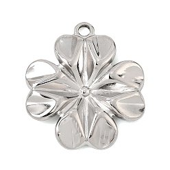 Stainless Steel Color 304 Stainless Steel Pendants, Flower Charms, Stainless Steel Color, 23x21x3mm, Hole: 1.8mm