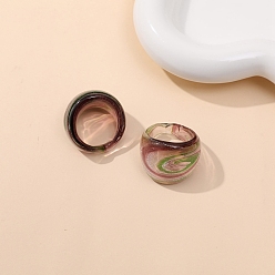 Coconut Brown Handmade Silver Sand Lampwork Wide Finger Ring for Unisex, Coconut Brown, 25mm