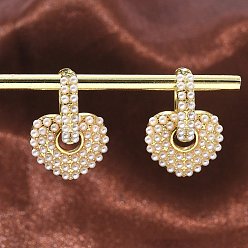 Настоящее золото 16K Серьги-кольца с подвесками из латуни и АБС-пластика, украшенные бусинами из искусственного жемчуга, реальный 16 k позолоченный, 23x15 мм