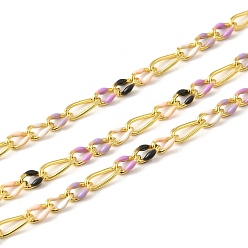 Разноцветный Латунь Figaro цепи, пайки, с эмалью, стойки покрытие, долговечный, без свинца и без кадмия, с катушкой, реальный 18 k позолоченный, красочный, ссылка: 4.5x3x1мм и 6x2x1мм
