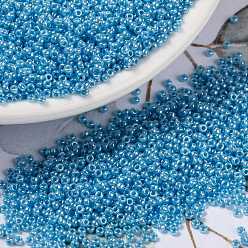 (RR433) Opaque Turquoise Blue Luster MIYUKI Round Rocailles Beads, Japanese Seed Beads, (RR433) Opaque Turquoise Blue Luster, 15/0, 1.5mm, Hole: 0.7mm, about 5555pcs/bottle, 10g/bottle