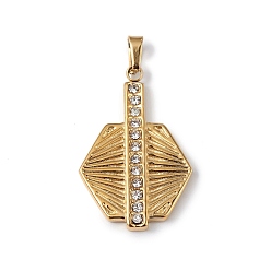 Золотой Ионное покрытие (ip) 304 нержавеющая сталь с подвесками из хрусталя и страз, гитарные прелести, золотые, 23.5x15.5x2 мм, отверстие : 2x4 мм