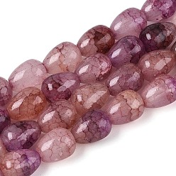 Серо-розавый Выпечки нарисованные потрескивание стеклянные бусины пряди, слеза, увядшая роза, 13~13.5x9.5~10 мм, отверстие : 1.2~1.4 мм, около 54~60 шт / нитка, 28.35~30.71 дюйм (72~78 см)