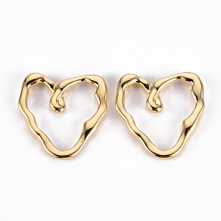 Light Gold Соединительные кольца из сплава для покрытия стойки, без кадмия и без свинца, сердце, золотой свет, 19x18.5x2 мм