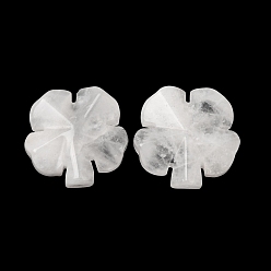 Quartz Crystal Natural Quartz Crystal Carved Clover Display Decorration, for Home Office Desk Decoration, 27~27.5x27.5~28x7~8mm