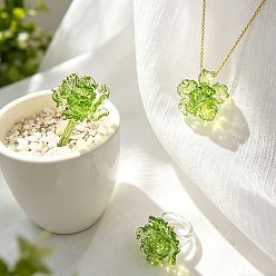 Vert Jaune Main bagues de Murano, fleur, vert jaune, 17mm