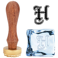 Letter H 1головка штампа из латуни золотистого тона, с прямоугольными бархатными мешочками 1pc и ручкой из грушевого дерева 1pc, для сургучной печати, Письмо ч, латунная головка штампа: 30x12 мм