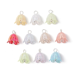 Серебро Прелести цветка лилии, , с медными петлями, серебряные, 11x11x10 мм, отверстие : 2 мм