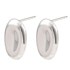 Platinum SHEGRACE Brass Stud Earring Findings, Oval, with Loop, Cadmium Free & Lead Free & Nickel Free, Platinum, 16x10mm, Hole: 1.4mm, Pin: 11.5x0.8mm