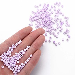 Violet 6/0 Glass Seed Beads, Macaron Color, Round Hole, Round, Violet, 4~4.5x3mm, Hole: 1~1.2mm, about 4500pcs/bag, about 450g/bag.