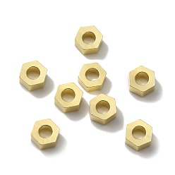 Real 24K Gold Plated Brass Beads, Lead Free & Cadmium Free, Hexagon, Real 24K Gold Plated, 6x6.5x2.5mm, Hole: 3mm