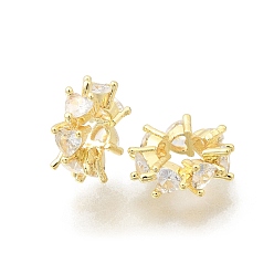 Золотой Бусины в форме сердца из латуни с микропаве и прозрачным кубическим цирконием, европейские бусины, рондель, колесо, бусины с большими отверстиями, стойки покрытие, долговечный, без свинца и без кадмия, золотые, 11x4 мм, отверстие : 5 мм