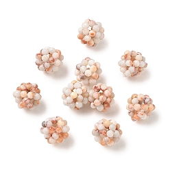 Netstone Natural Red Netstone Woven Beads, Cluster Beads, Faceted, Round, 9~9.5mm, Hole: 1.6mm