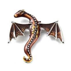 Saddle Brown Dragon Alloy Brooch, Enamel Pins, Antique Silver, Saddle Brown, 62x58x11mm