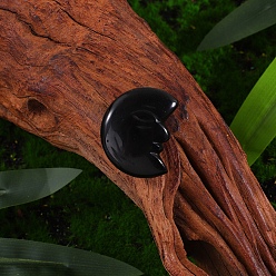 Obsidian Natural Obsidian Display Decorations, Home Decorations, Moon, 30x8mm