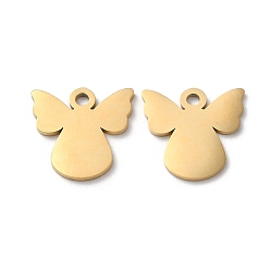 Золотой Ионное покрытие (ip) 304 брелоки из нержавеющей стали, ручная полировка, ангел, золотые, 12x12.5x1 мм, отверстие : 1.6 мм