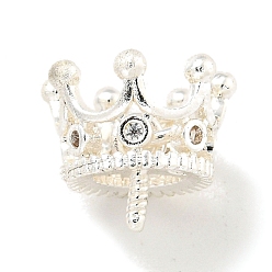 Серебро Латунный микро-паве кубический цирконий, за половину пробурено бисера, долговечный, без свинца и без кадмия, корона, серебряные, 10x12x11.5 мм, отверстие : 4 мм, штифты : 1.2 мм