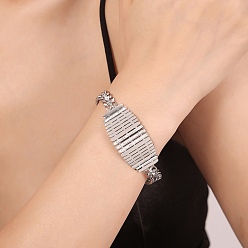 Stainless Steel Color Cubic Zirconia Oval Link Bracelet with 304 Stainless Steel Chains, Stainless Steel Color, 6-3/4 inch(17.2cm)