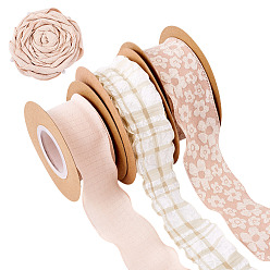 (52) Непрозрачная лаванда 3 рулоны 3 стили складчатая полиэстеровая лента, аксессуары для одежды, для упаковки подарков, разноцветные, 1-5/8 дюйм (40 мм), около 9.84 ярдов (9 м) / рулон