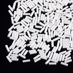 Creamy White Glass Bugle Beads, Round Hole, Opaque Colours, Creamy White, 6~7x1.5~2mm, Hole: 0.8mm, about 10000pcs/bag